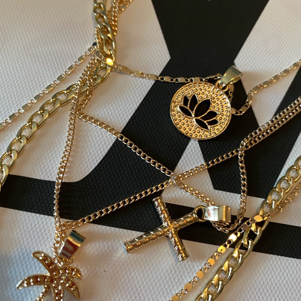 Lotus & Mary Layered Cross Gold Chain Necklace - Picture 5 of 9